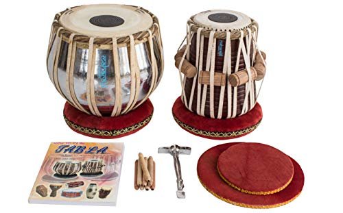 MAHARAJA Student Tabla Drum Set Basic Tabla Set Steel Bayan Dayan with Book, Hammer, Cushions & Cover (PDI-IB)