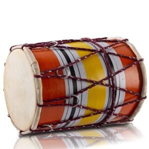 Handmade Wooden & Leather Classical Indian Folk Tabla Drum Set 8 x 6 Inches (Punjabi Dhol / Dholak / Dholki)