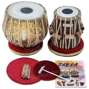 Order Tabla Set by Maharaja Musicals 3.5 Kg Designer Golden Brass Bayan Sheesham Tabla Dayan (PDI-FG)