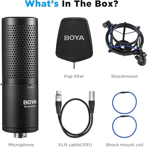 BOYA BY-M1000 Large-Diaphragm Multi-Pattern Condenser Studio Microphone